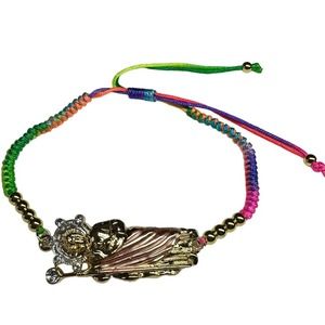 St Jude Bracelet Knotted Rope Multicolor Gold Filled Adjustable NEW